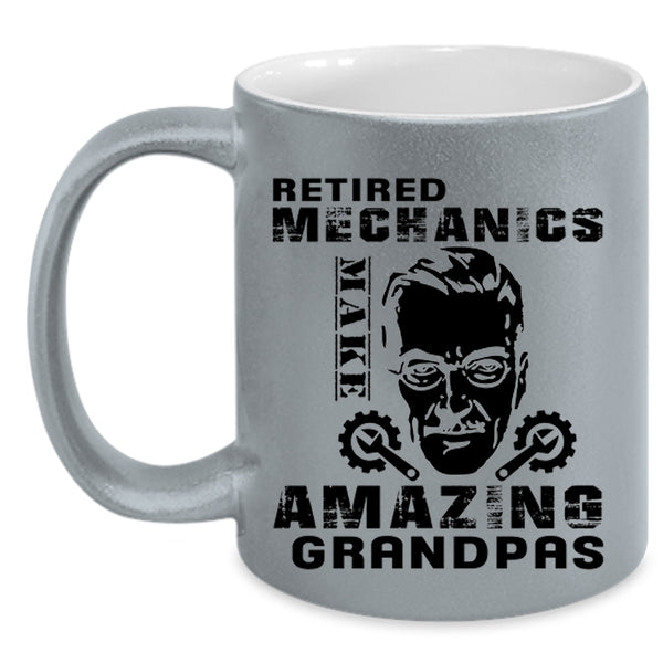 Cool Dad Coffee Mug, Retired Mechanics Make Amazing Grandpas Accent Mug