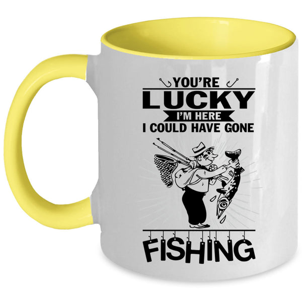 Outdoor Coffee Mug, I Could Have Gone Fishing Accent Mug