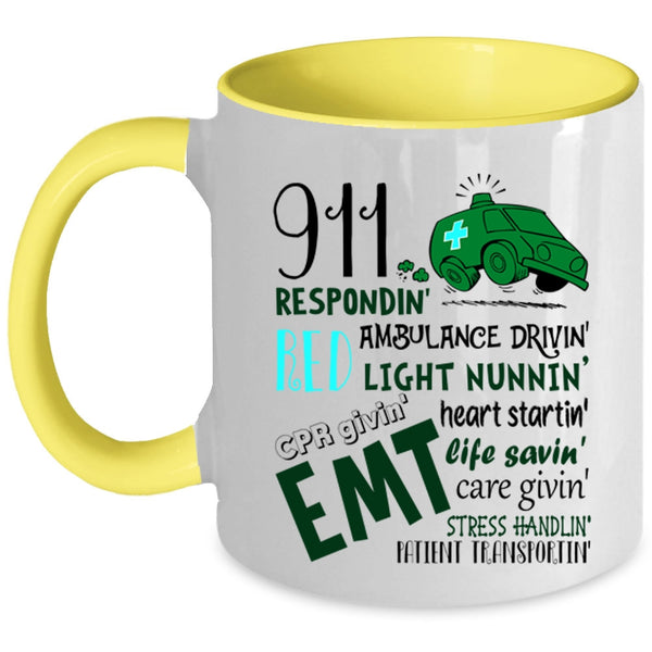 Ambulance Driving Coffee Mug, 911 Responding Accent Mug