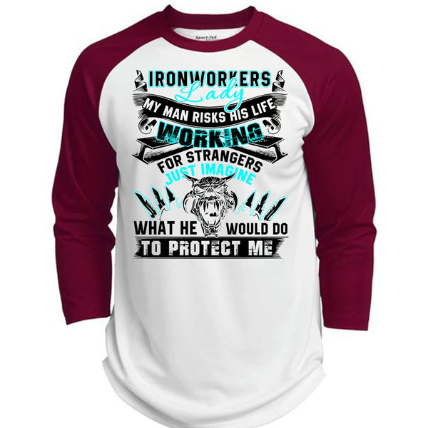 Ironworkers Lady T Shirt, My Man Risks His Life T Shirt, Awesome T-Shirts  (Polyester Game Baseball Jersey)