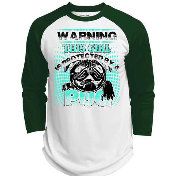 This Girl Is Protected By A Pug T Shirt, I Love Pug T Shirt, Awesome T-Shirts  (Polyester Game Baseball Jersey)
