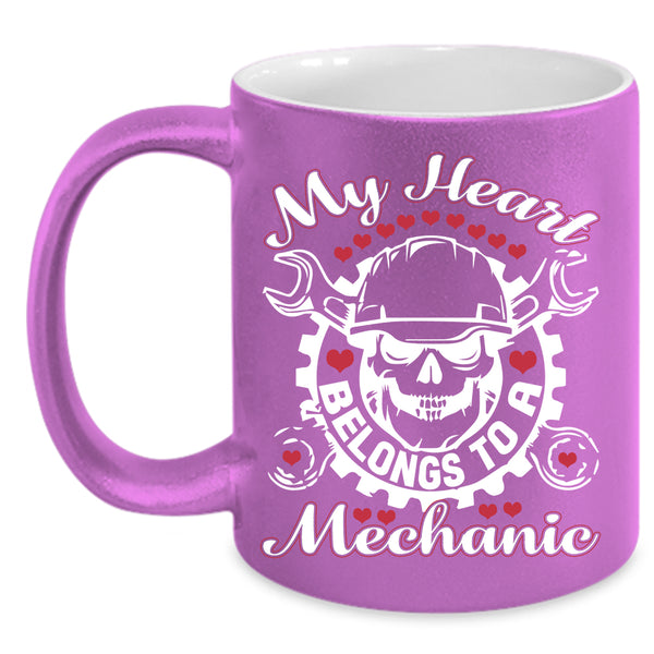My Heart Belongs To A Mechanic Coffee Mug, Cute Love Coffee Cup