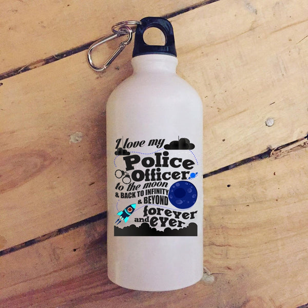 I Love My Police Officer To The Moon And Back 20 oz Stainless Steel Bottle,Cool Couple Outdoor Sports Water Bottle