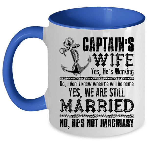 Cool Just Married Coffee Mug, Captain's Wife Accent Mug