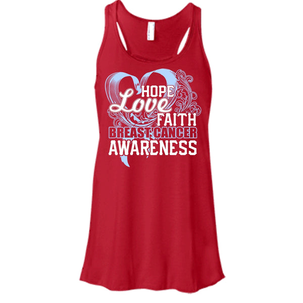 Hope Love Faith T Shirt, Breast Cancer Awareness Tank Top
