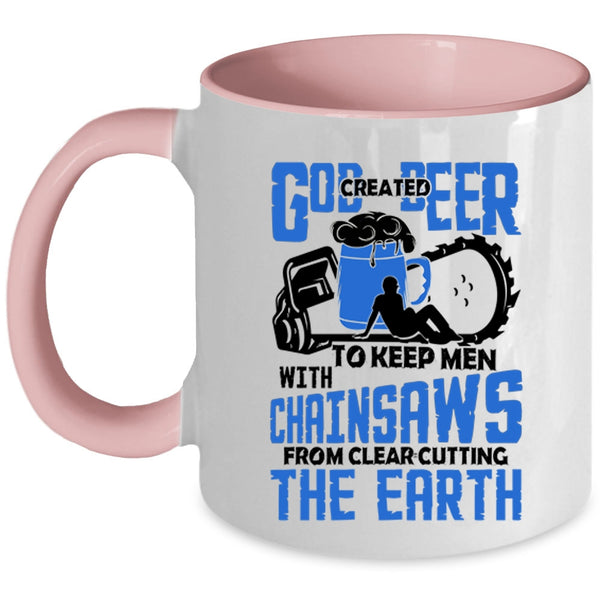 Funny Beer Drinker Coffee Mug, God Created Beer To Keep Men Accent Mug