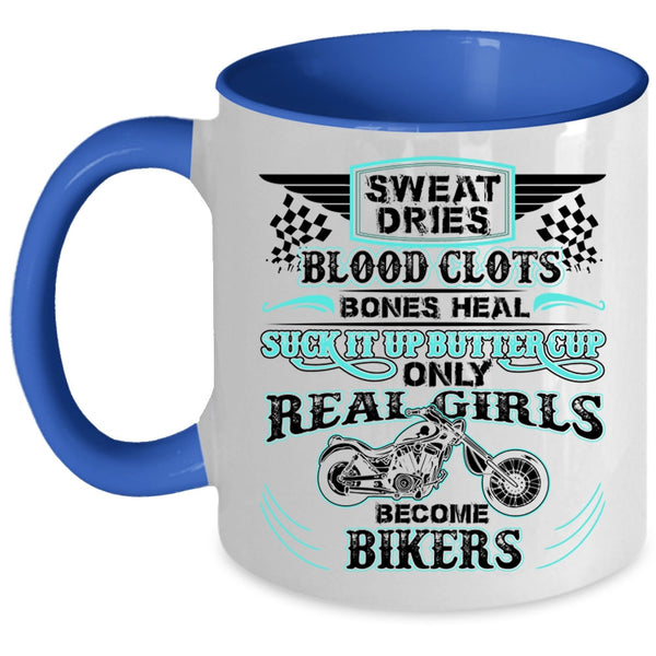 Awesome Girls Coffee Mug, Only Real Girls Become Bikers Accent Mug