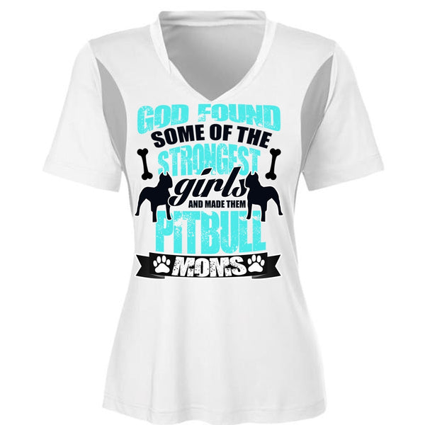 The Strongest Girls T Shirt, Made Them Pit Bull Moms T Shirt, Cool Shirt (Ladies LS Heather V-Neck)