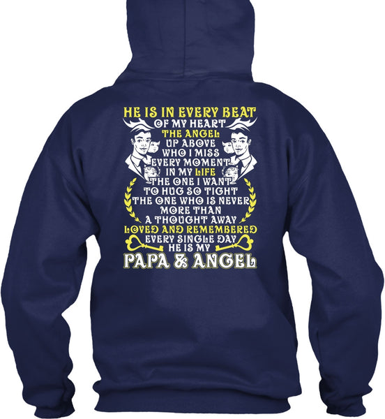 He Is In Every Beat Of My Heart T Shirt, Papa And Angel T Shirt