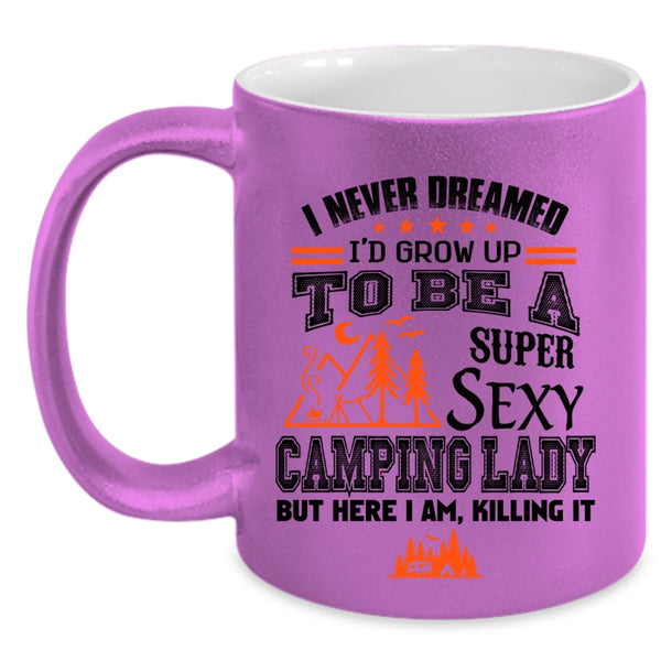 Cute Camping Lady Coffee Mug, I'd Grow Up To Be A Camping Lady Accent Mug