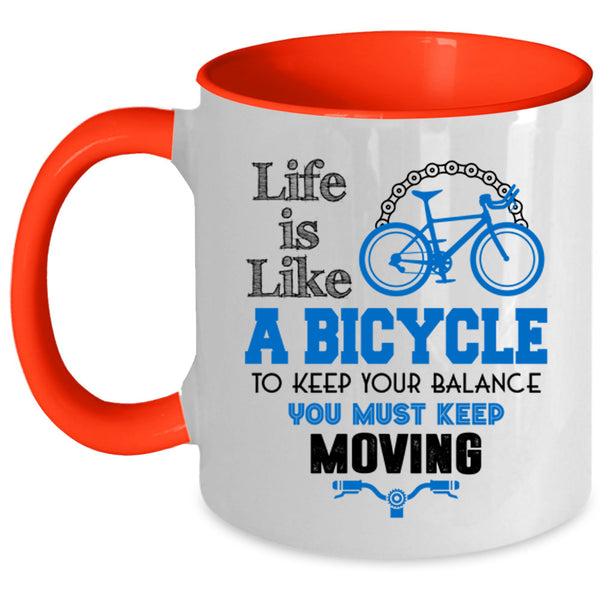 I Love Bicycling Coffee Mug, Life Is Like A Bicycle Accent Mug