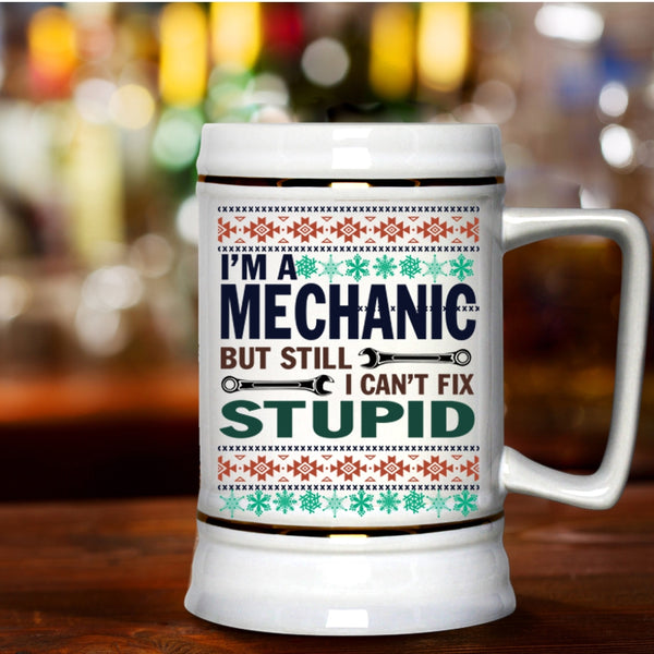 Cute Christmas Beer Stein 22oz, I'm A Mechanic  Beer Mug
