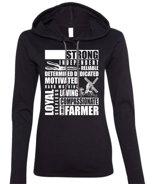 I Am A Farmer T Shirt, Hard Working Loving T Shirt (Anvil Ladies Ringspun Hooded)
