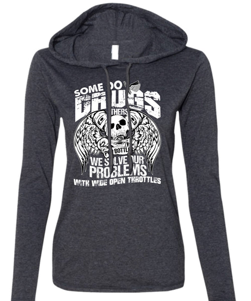 Some Do Drugs Others Pop Bottles T Shirt, Being A Mechanic T Shirt (Anvil Ladies Ringspun Hooded)