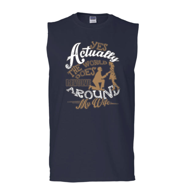 Revolve Around My Wife T Shirt, I Love My Wife Tank Top (Men's Cotton Sleeveless)