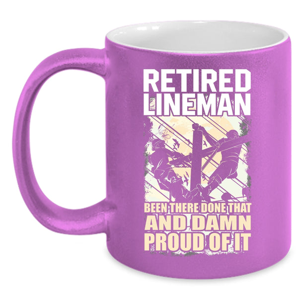 Retired Lineman Coffee Mug, Cool Retirement Coffee Cup