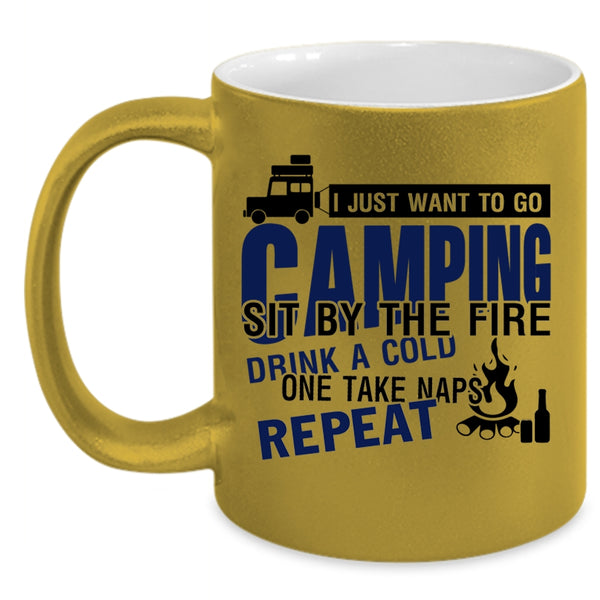 Sit By The Fire Coffee Mug, I Just Want To Go Camping Accent Mug