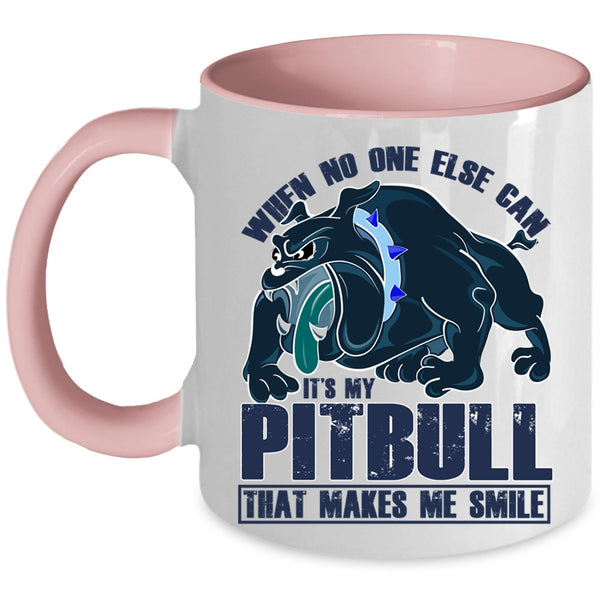 Cute Pitbull Owner Coffee Mug, My Pitbull Makes Me Smile Accent Mug