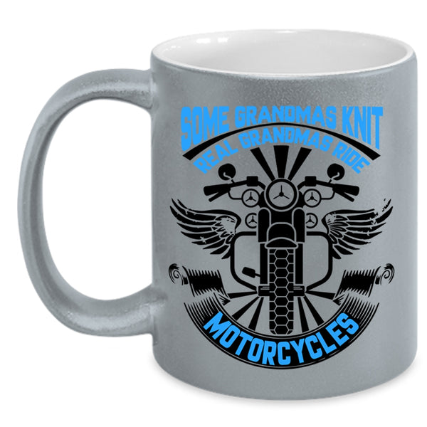 Real Grandmas Ride Motorcycles Coffee Mug, Some Grandmas Knit Accent Mug
