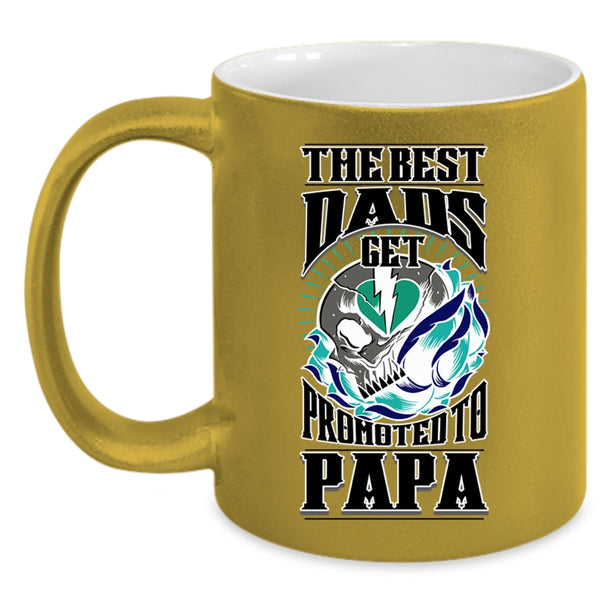 Cool Papa Coffee Mug, The Best Dads Get Promoted To Papa Accent Mug