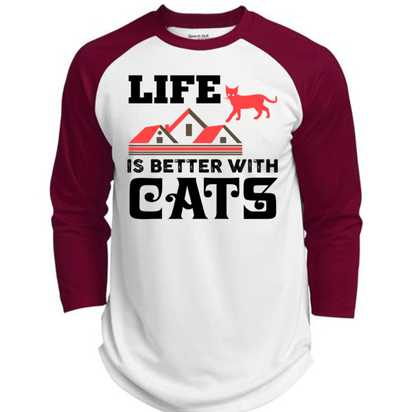 Life Is Better With Cats T Shirt, Home T Shirt, Favorite T Shirt  (Polyester Game Baseball Jersey)