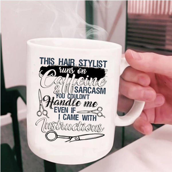 Funny Hairstylist Coffee Mug, This Hairstylist Runs On Caffeine Cup