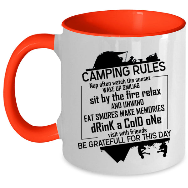 Funny Gift For Camper Coffee Mug, Camping Rules Accent Mug
