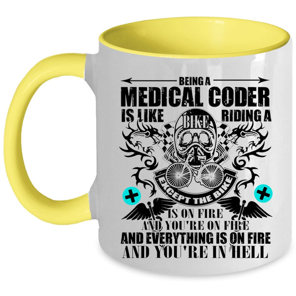 Riding A Bike Coffee Mug, Being A Medical Coder Accent Mug