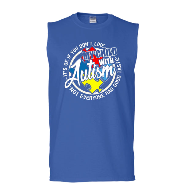 My Child With Autism T Shirt, I'm A Autism Mom Tank Top (Men's Cotton Sleeveless)