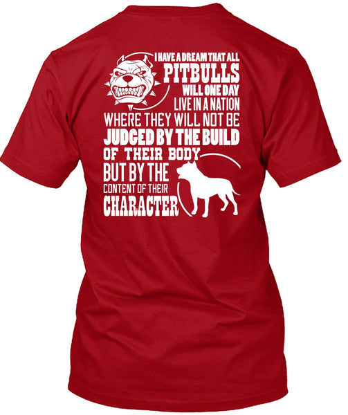 I Have A Dream That All Pit Bulls T Shirt, Judge By The Build T Shirt