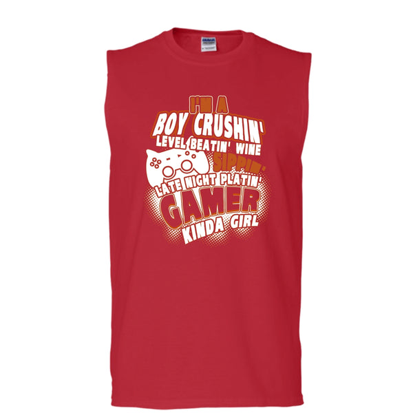 I'm A Boy Crushin' T Shirt, Gamer Kinda Girl Tank Top (Men's Cotton Sleeveless)