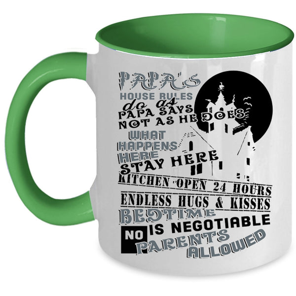 Gift For Father's Day Coffee Mug, Papa's House Rules Accent Mug