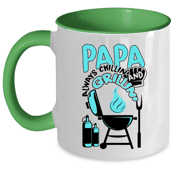 Funny Barbecue Coffee Mug, Papa Always Chilling Grilling Accent Mug