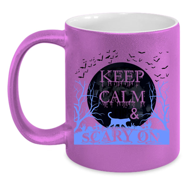 Funny Halloween Coffee Mug, Keep Calm And Scary On Accent Mug