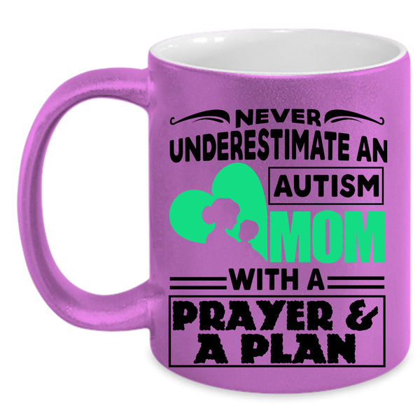 Cute Mom Coffee Mug, An Autism Mom With A Prayer And A Plan Accent Mug