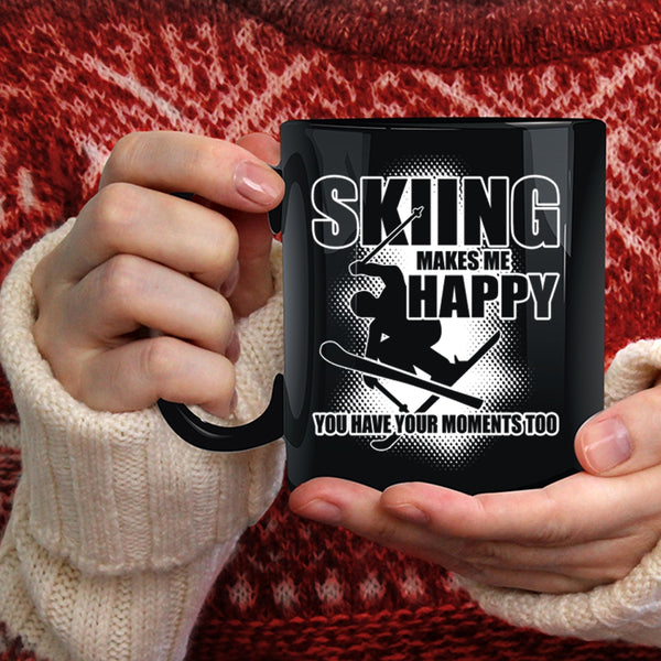 Skiing Makes Me Happy Coffee Mug, I Love Skiing Coffee Cup