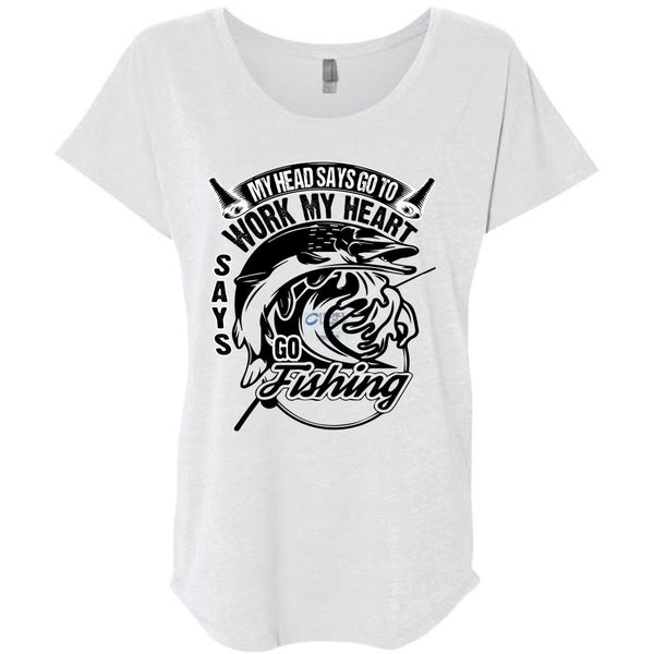 Work My Heart Says Go Fishing T Shirt, I Love Fishing T Shirt, Awesome T-Shirts