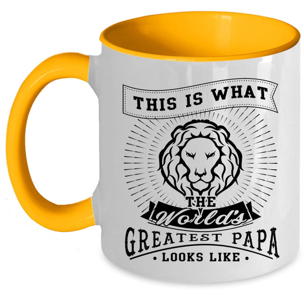 Funny Papa Coffee Mug, What The World's Greatest Papa Looks Like Accent Mug