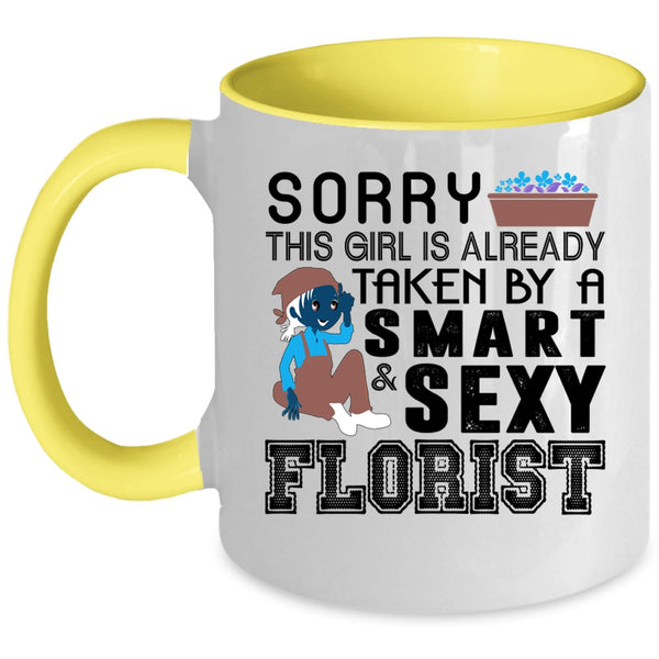 Just Married Coffee Mug, This Girl Is Already Taken By A Smart Florist Accent Mug