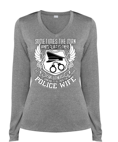 Proud Police Wife T Shirt, Being A Police T Shirt, Cool Shirt (Ladies LS Heather V-Neck)