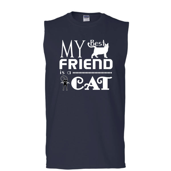 My Best Friend Is A Cat Shirt, I Love My Cat Shirt (Men's Cotton Sleeveless)