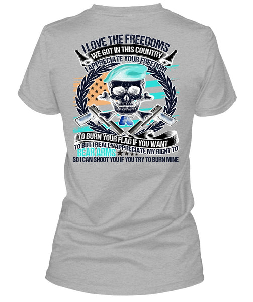 I Love The Freedoms T Shirt, I Love Veteran T Shirt