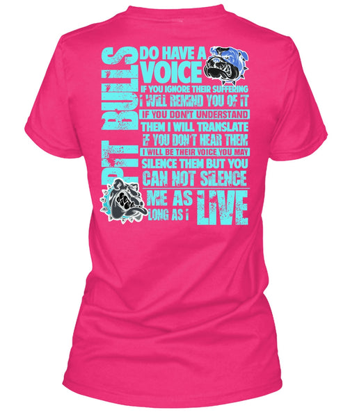 Pit Bulls Do Have A Voice T Shirt, I Love Pit Bull T Shirt, Cool Shirt (Ladies LS Heather V-Neck)