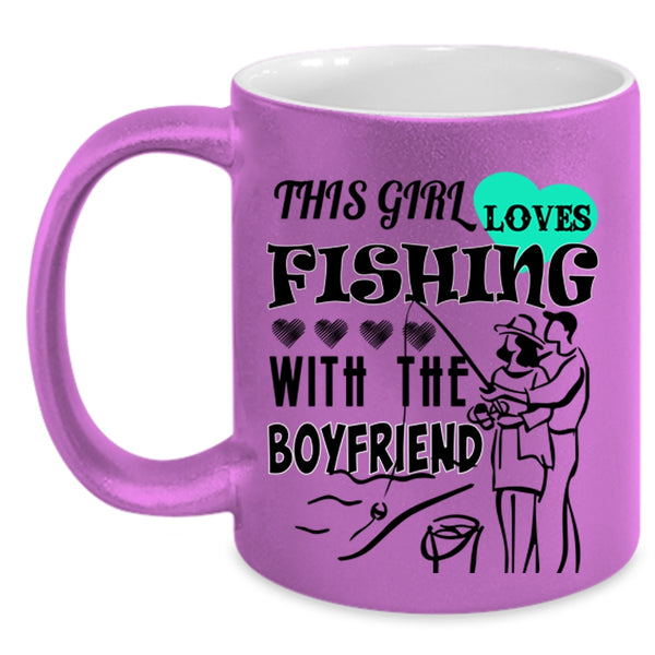 Cool Couple Coffee Mug, This Girl Loves Fishing With The Boyfriend Accent Mug