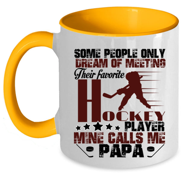 Cool Papa Coffee Mug, My Favorite Hockey Player Calls Me Papa Accent Mug