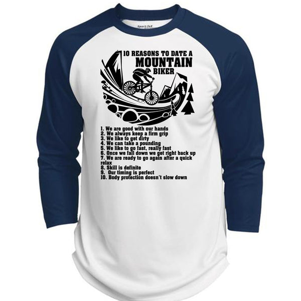 10 Reasons To Date A Mountain Biker T Shirt, I Love Biker T Shirt, Awesome T-Shirts  (Polyester Game Baseball Jersey)