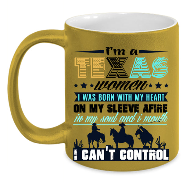 I Was Born With My Heart Coffee Mug, I'm A Texas Women Accent Mug
