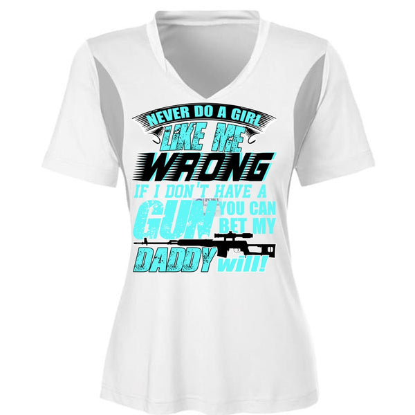 You Can Bet My Daddy Will T Shirt, I Don't Have A Gun T Shirt, Cool Shirt (Ladies LS Heather V-Neck)