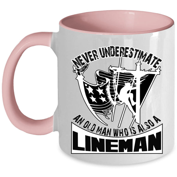 Awesome Grandpas Coffee Mug, An Old Man Is A Lineman Accent Mug