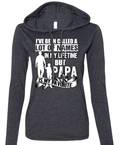 Papa Is My Favorite T Shirt, Being A Dad T Shirt (Anvil Ladies Ringspun Hooded)